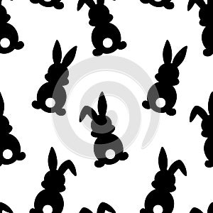 Seamless pattern easter bunny silhouettes vector illustration